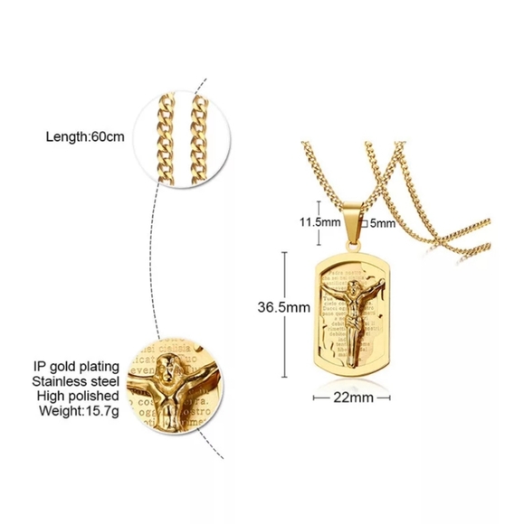 NEW Gold Plated Crucifix Prayer Pendant - Picture 4 of 5